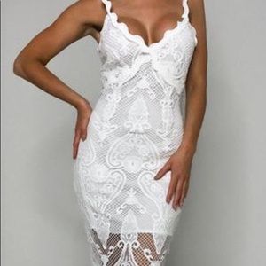 White lace midi dress